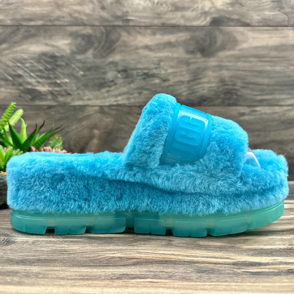 ❌SOLD❌UGG Australia Fluffita 8 Tidal Wave Clear Slide Platform Slipper Sandals - Picture 7 of 12